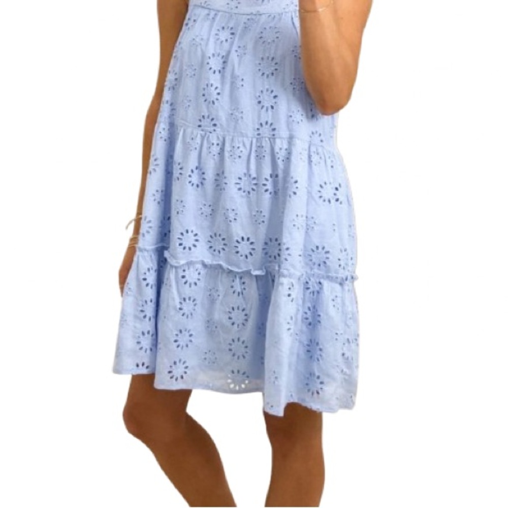 NWOT Talulah Bring Me Flowers Blue Eyelet Tiered Mini Dress Size M - Picture 2 of 11